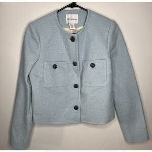 NWOT Christian Lacroix Blue Jacket Button Up Tweed Blazer Women’s Size XS